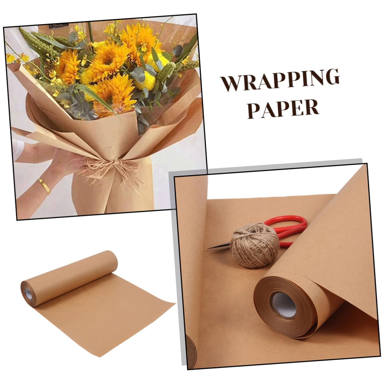 ULTECHNOVO Rouleau de Papier Kraft 45 Cm X 30 M pour Loisirs Créatifs et Emballage Présents, Papier Décoratif Marron Naturel, Usage Artisanal et Décoration Mariage, Emballage Bouquet, Fête,