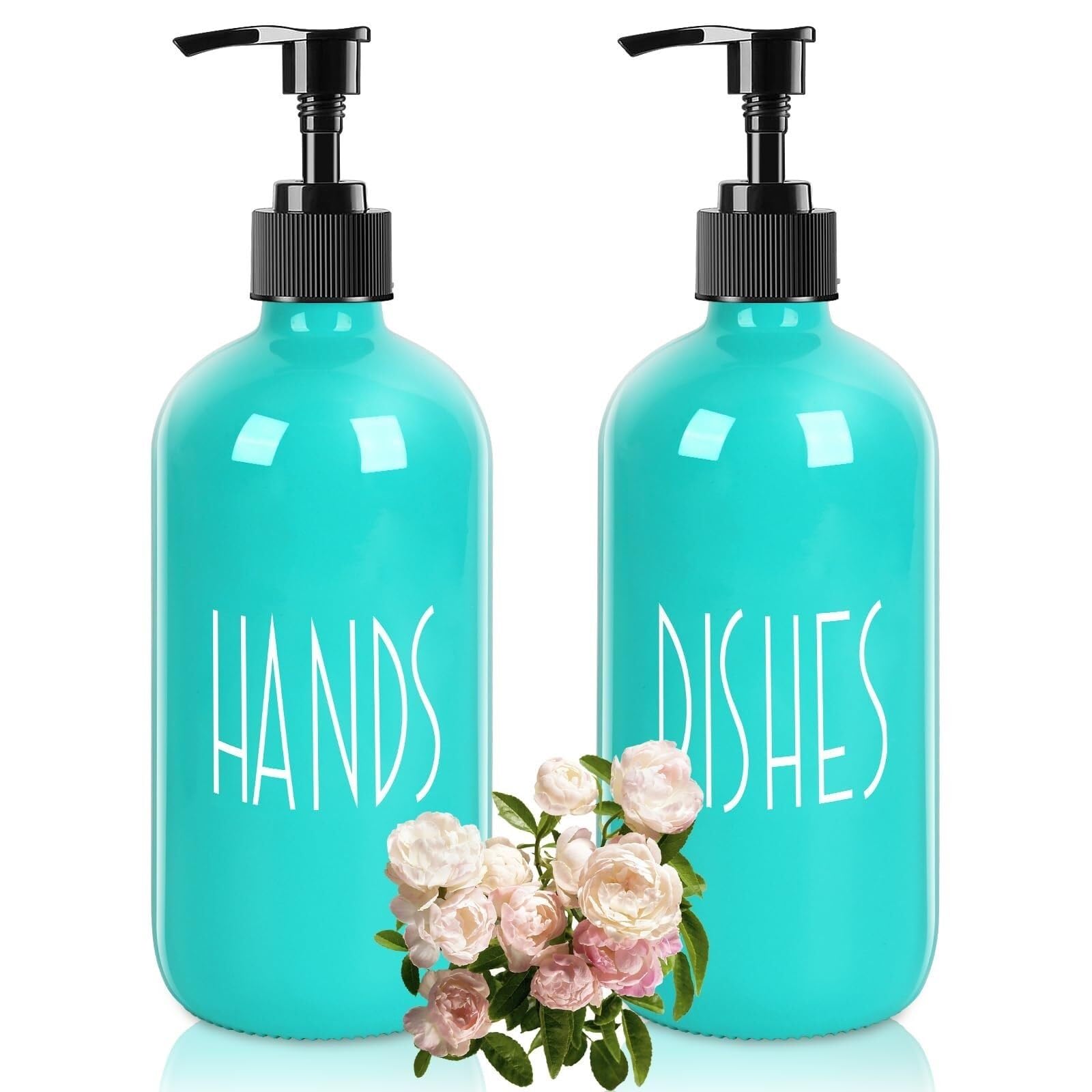 Juego de Accesorios de Baño y Dosificador Verde de Vidrio para Encimeras Modernas