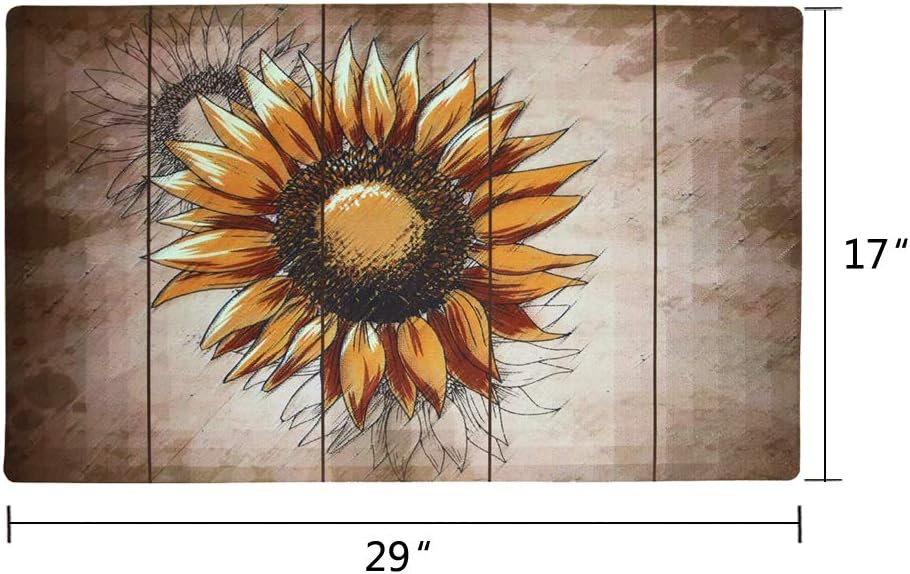 Welcome Doormat, Entrance Mat Floor Mat Rug for Indoor Outdoor Front Door with Non-Slip Rubber Backing, Printing Door Mat with Sunflower Pattern, 17''WX29''L (Sunflower-3)
