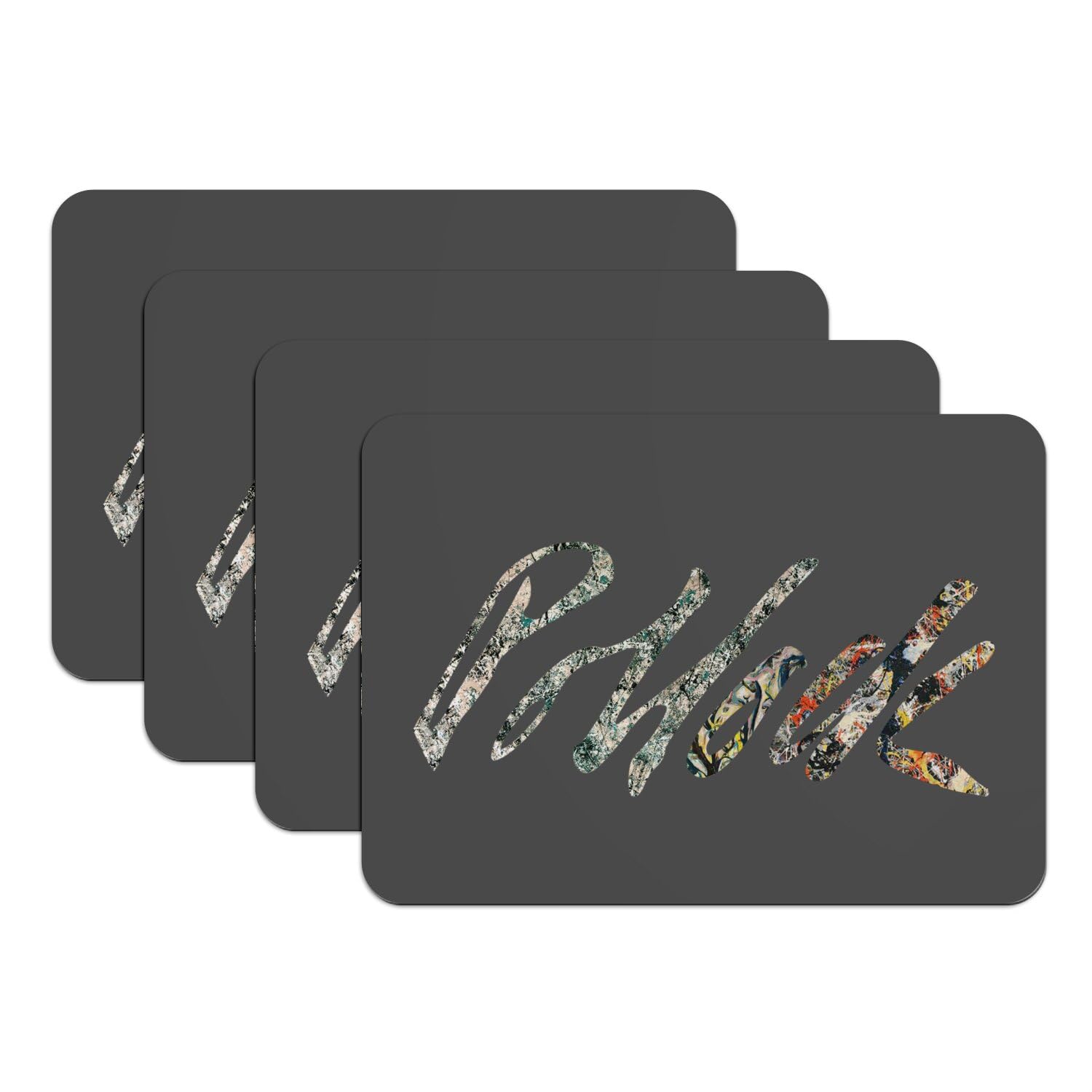 Set de table en caoutchouc noir Pollock finition artiste de prestige