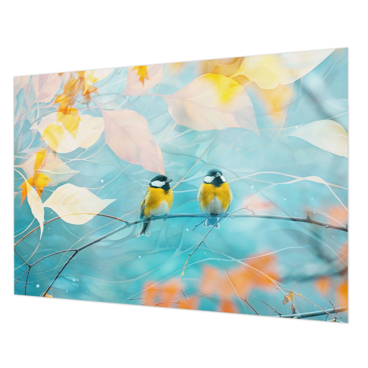 Papier peint intissé 312x219 cm oiseaux printaniers pour salon avec colle