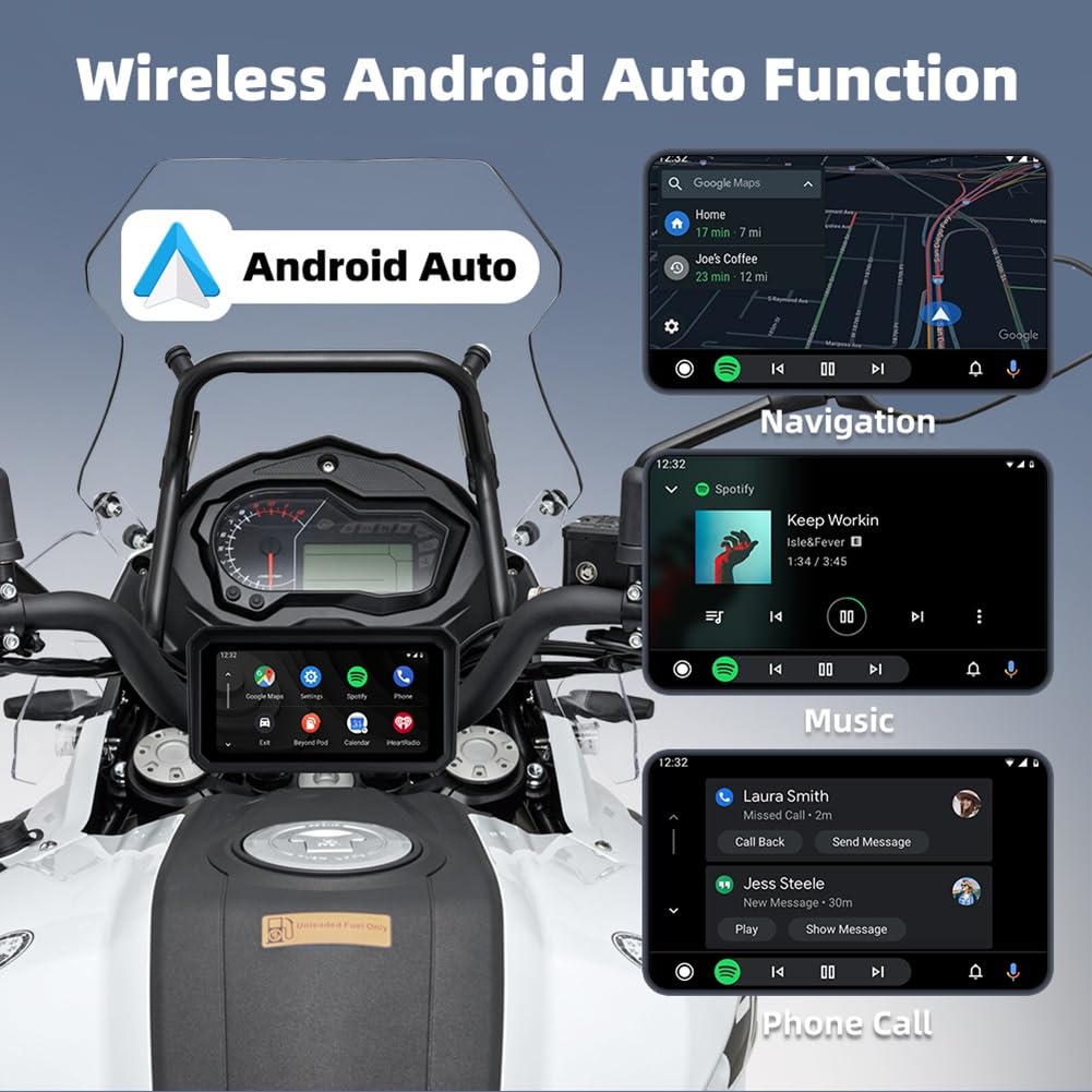 Tableau de Bord de Moto Numérique de 6,25 Pouces Portable de 6,25 Pouces Navigation de Moto IPS Carplay & Android Auto Diguct Dashboard Antift Vol Affichage de Navigation Amovible Écran