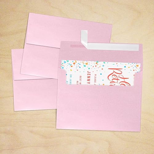 Miniatura 7 de LUXPaper Sobres de invitación A7 Despegar y prensar 5 14 pulgadas x 7 14 pulgadas Cuarzo rosa metálico Texto de 80 libras 50 unidades
