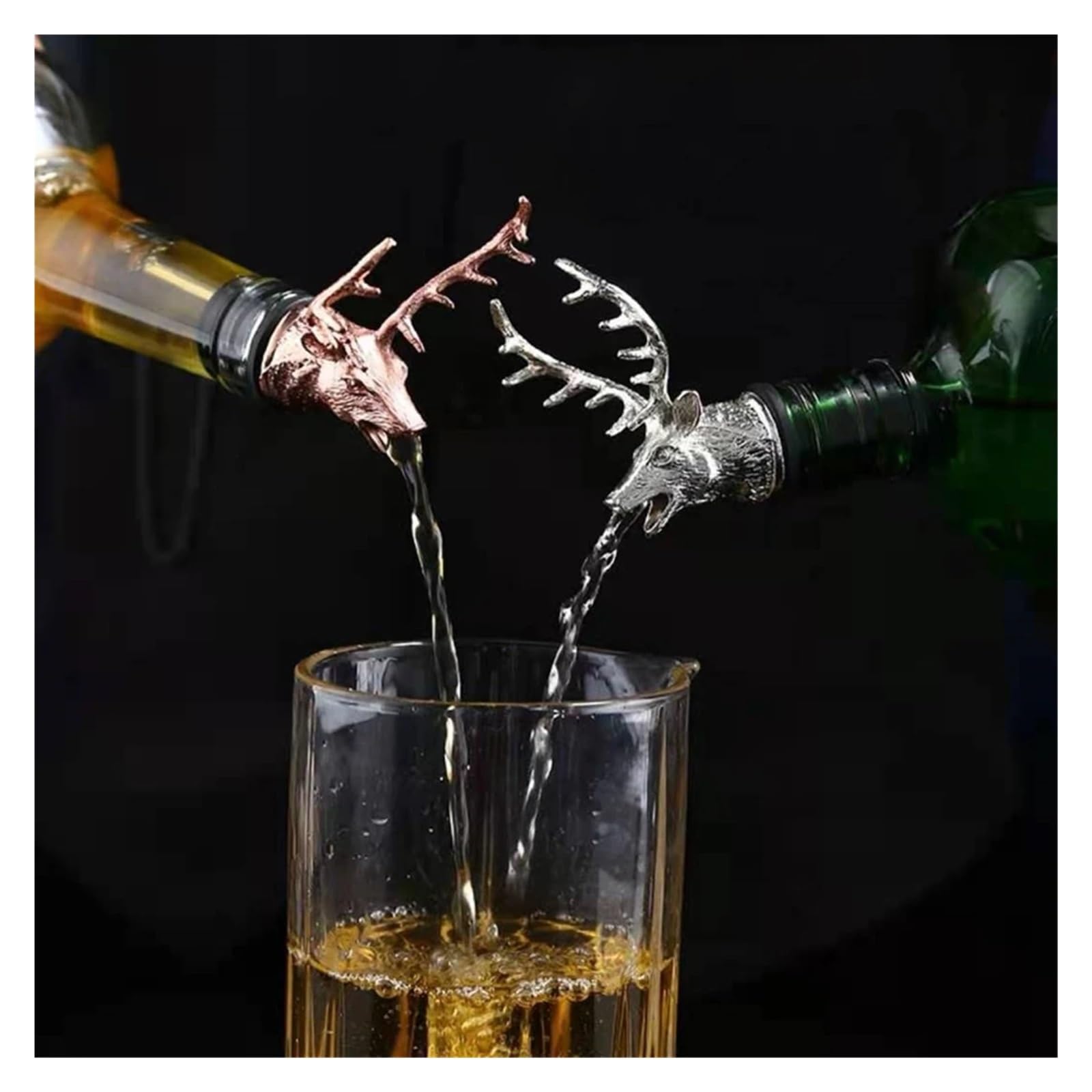 5 piezas de vertedor de vino con boquilla para botellas de licor, tapón de conservación de vino para fiesta, tapón de conservación de botellas de vino (dorado)