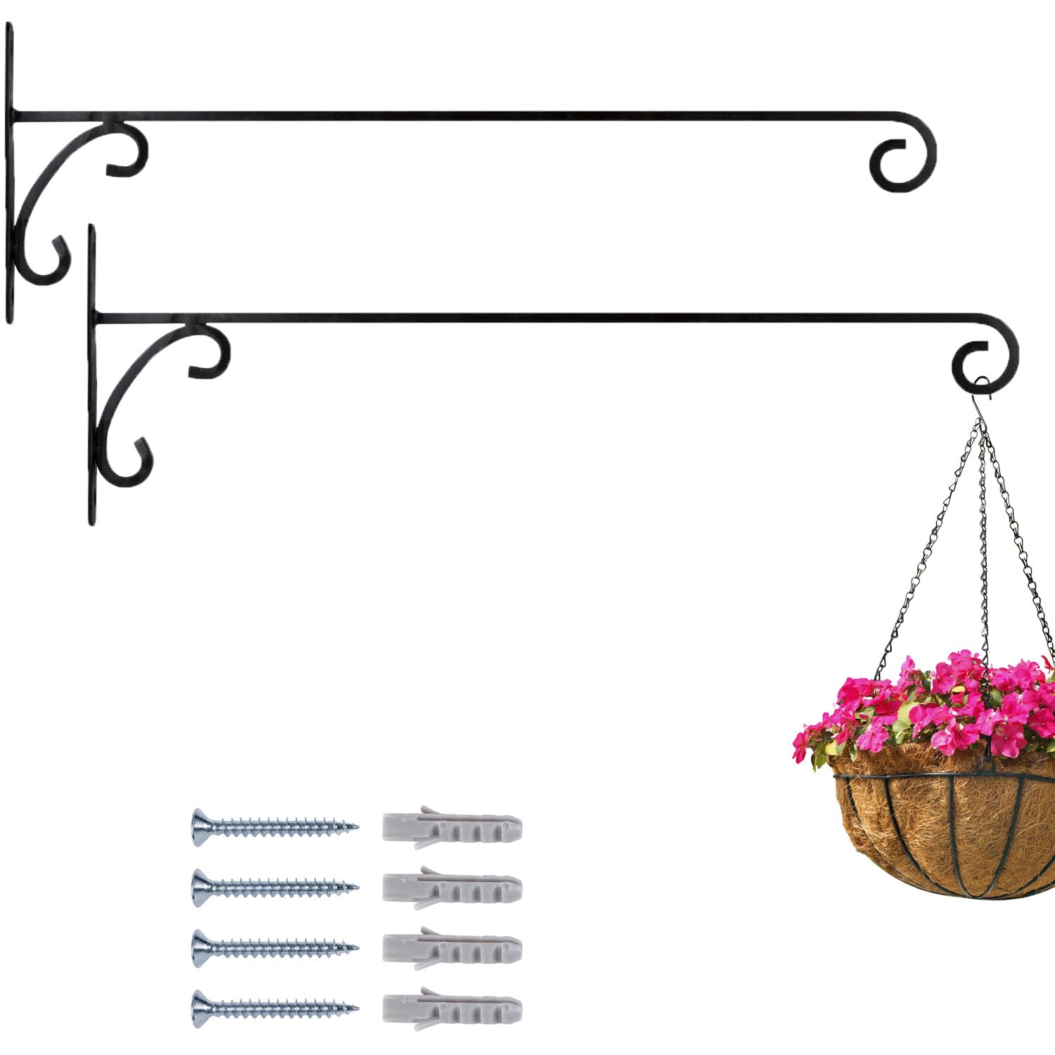 Lot de 2 crochets muraux pour suspensions florales « Tarmo » 50 cm