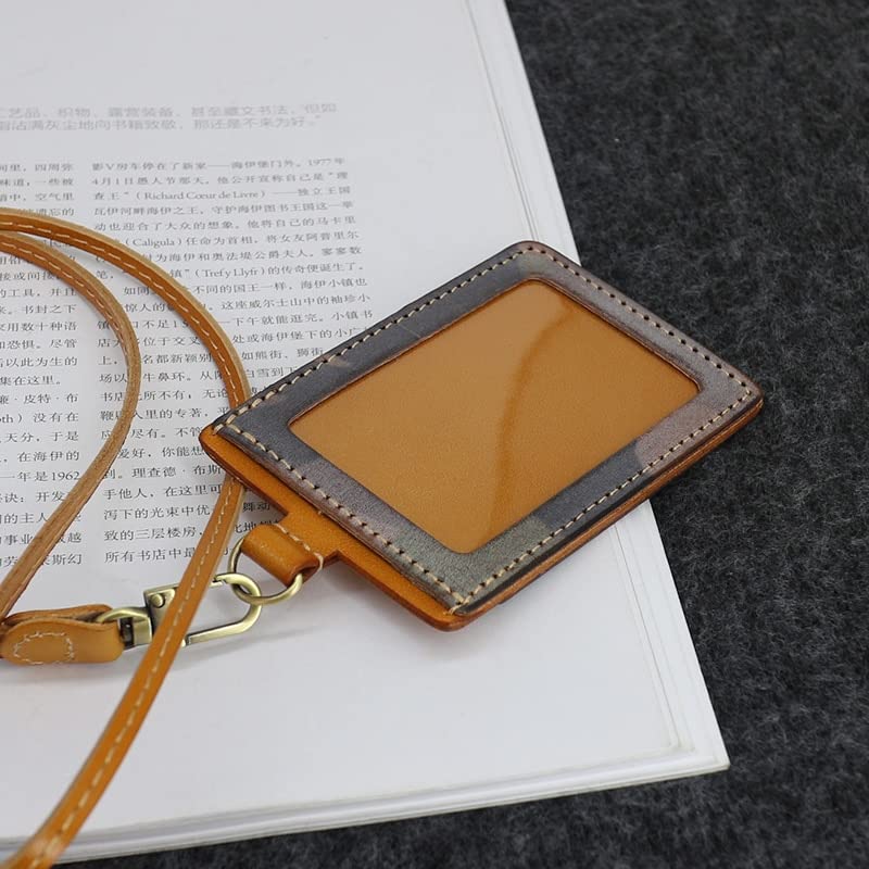 Torba na wizytówki na smycz Etui na karty ze smyczą, Etui na identyfikatory, Przenośne etui na identyfikatory Okładki na identyfikatory biurowe Prawdziwa skóra Kolor kamuflażu Smycz na szyję Etui na k