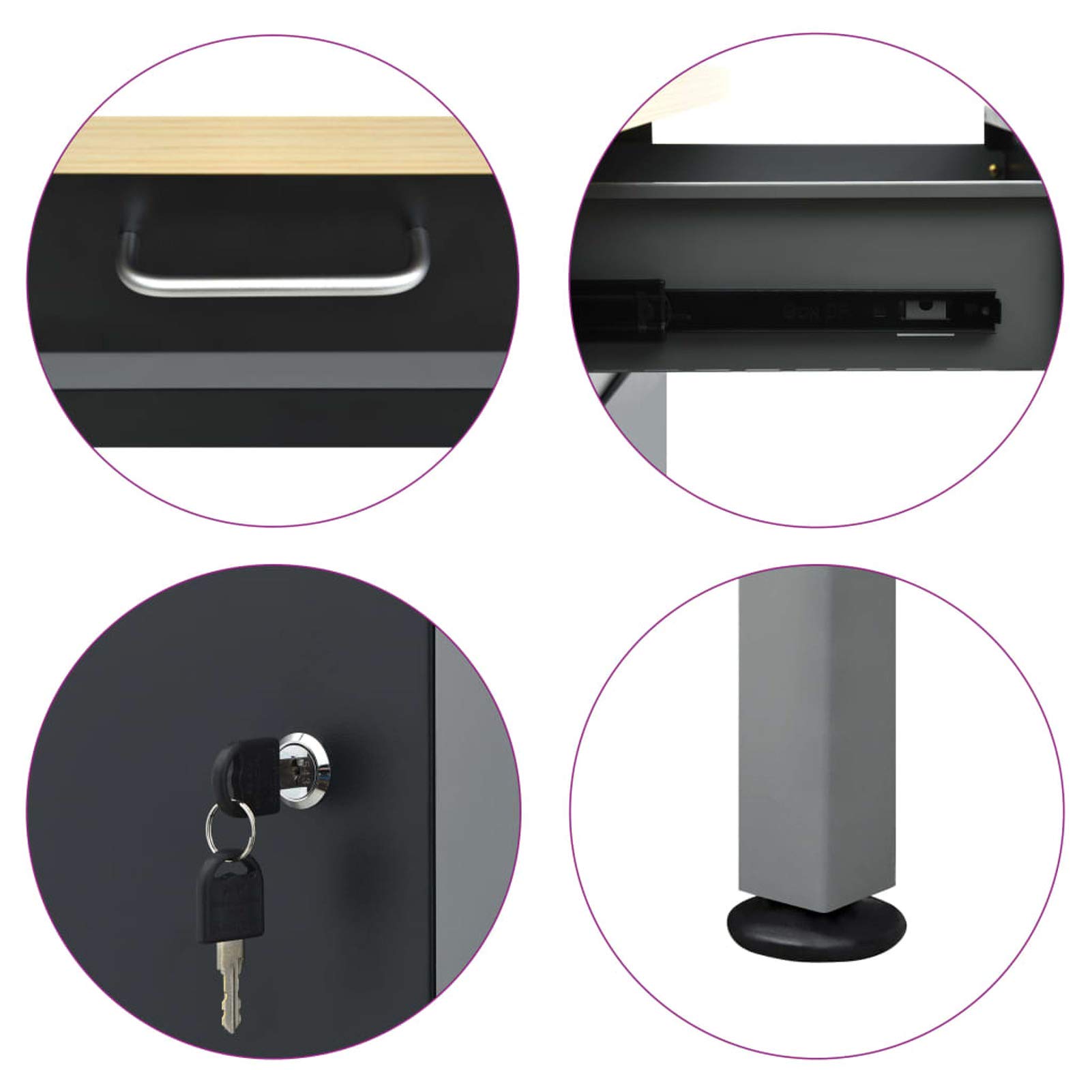 Set para Taller Banco de Trabajo de Acero Negro 160x60x85 cm