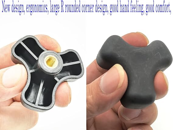 Rollator Walker Replacement knobs,Universal,Replacement Arm Adjustment Knobs for Rollator, 3 Point Knob W/Hardware,Rollator Parts,Ergonomic Design,Comfortable and Good.(1Pr Black)