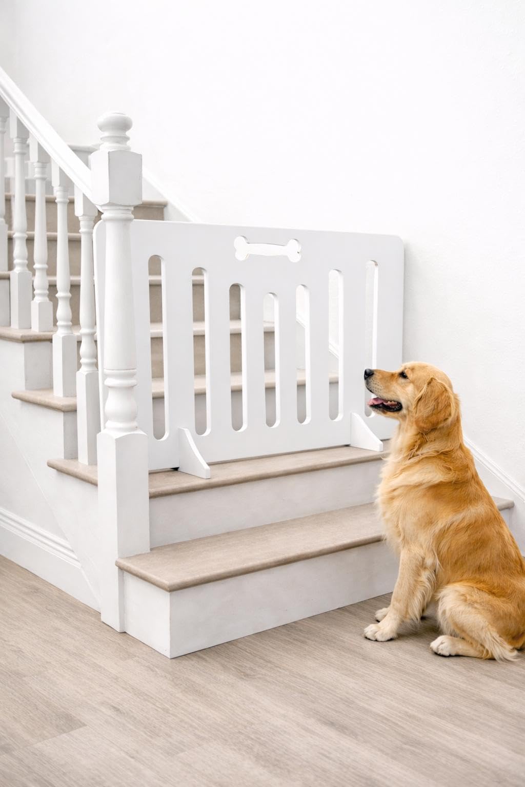 White Dog Bone Pet Gate – No-Drill See-Through Safety Barrier for Doorways & Stairs, Lightweight Portable Pet Gate with Easy Access for Dogs & Puppies (Height x Width) (60CM (H) X 90CM (W))
