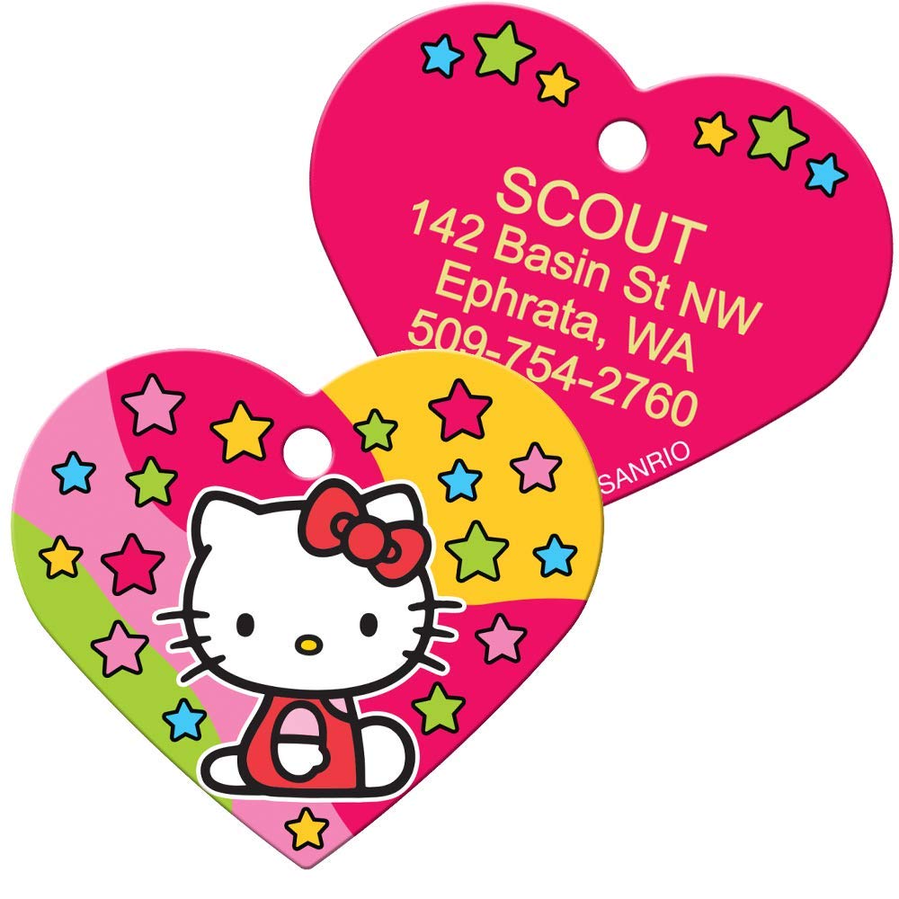 GoTags Personalized Engraved Hello Kitty with Stars, Pet ID Tag for Dogs and Cats