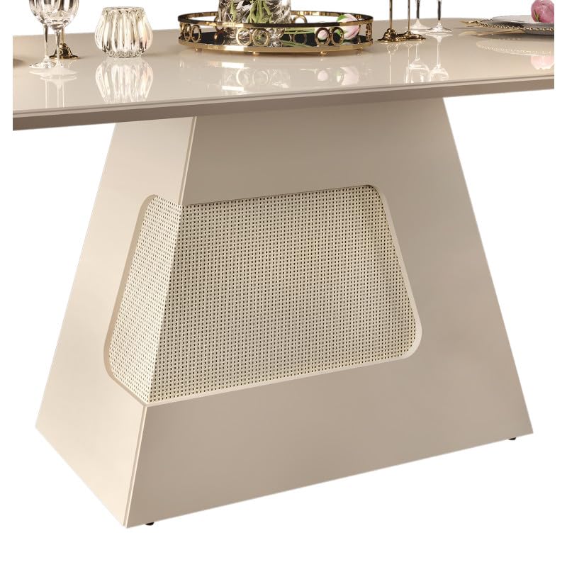 Table à Manger 6 Personnes Rectangle Blanc Ecru 180 x 80 x 90 cm
