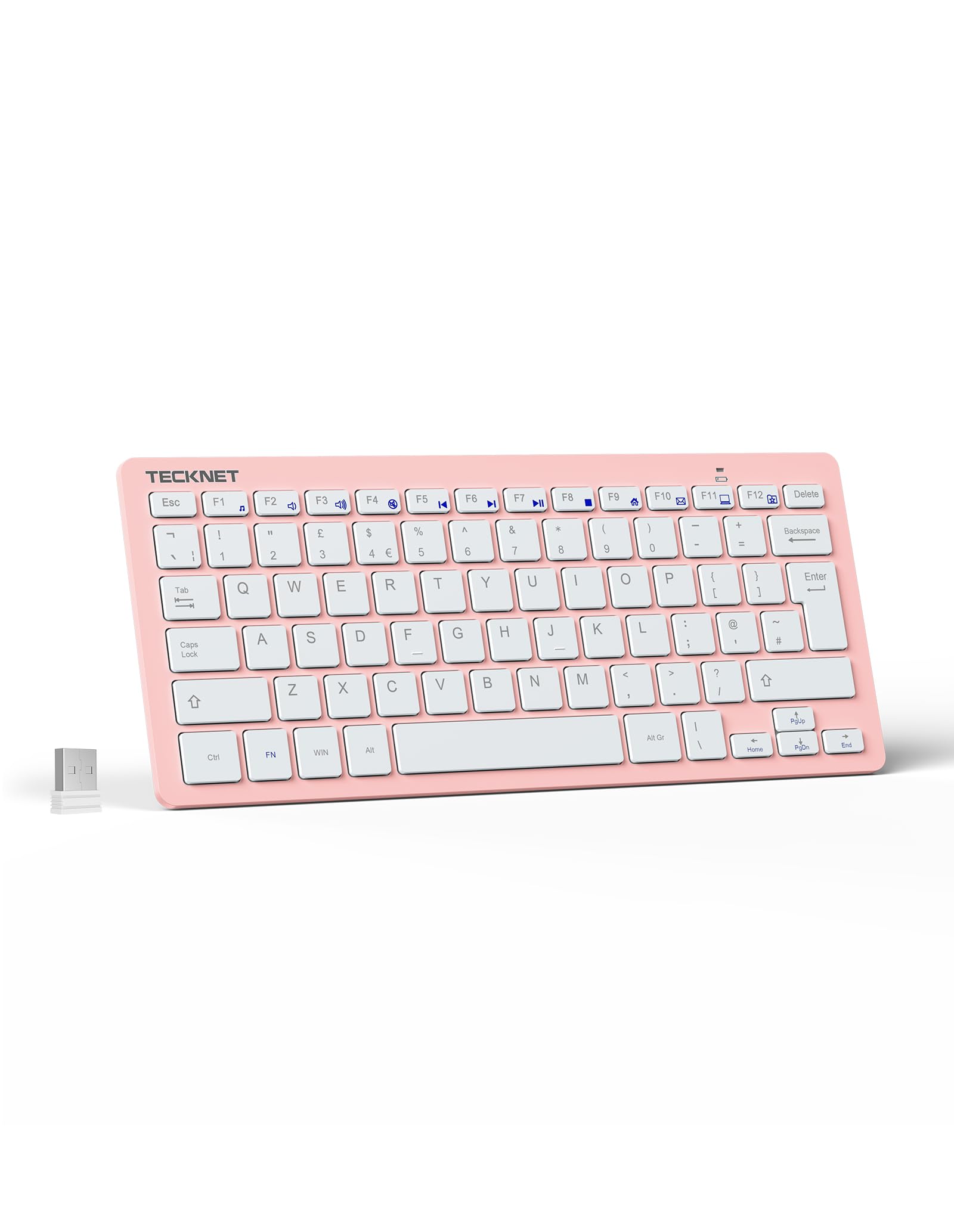 TECKNET 2.4G Wireless Keyboard For Windows/Chrome OS, UK Layout Compact Mini Keyboards, Small Silent Whisper-Quiet Keyboard with 12 months Battery Life (Black) — view 11
