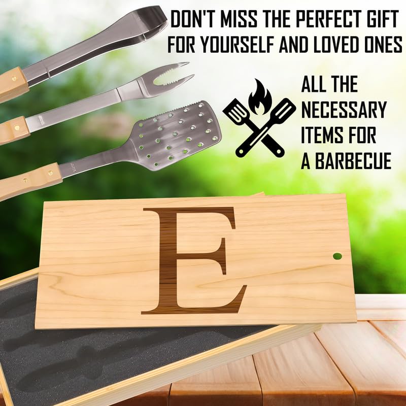 Set de herramientas para BBQ personalizadas con inicial E miniatura 2