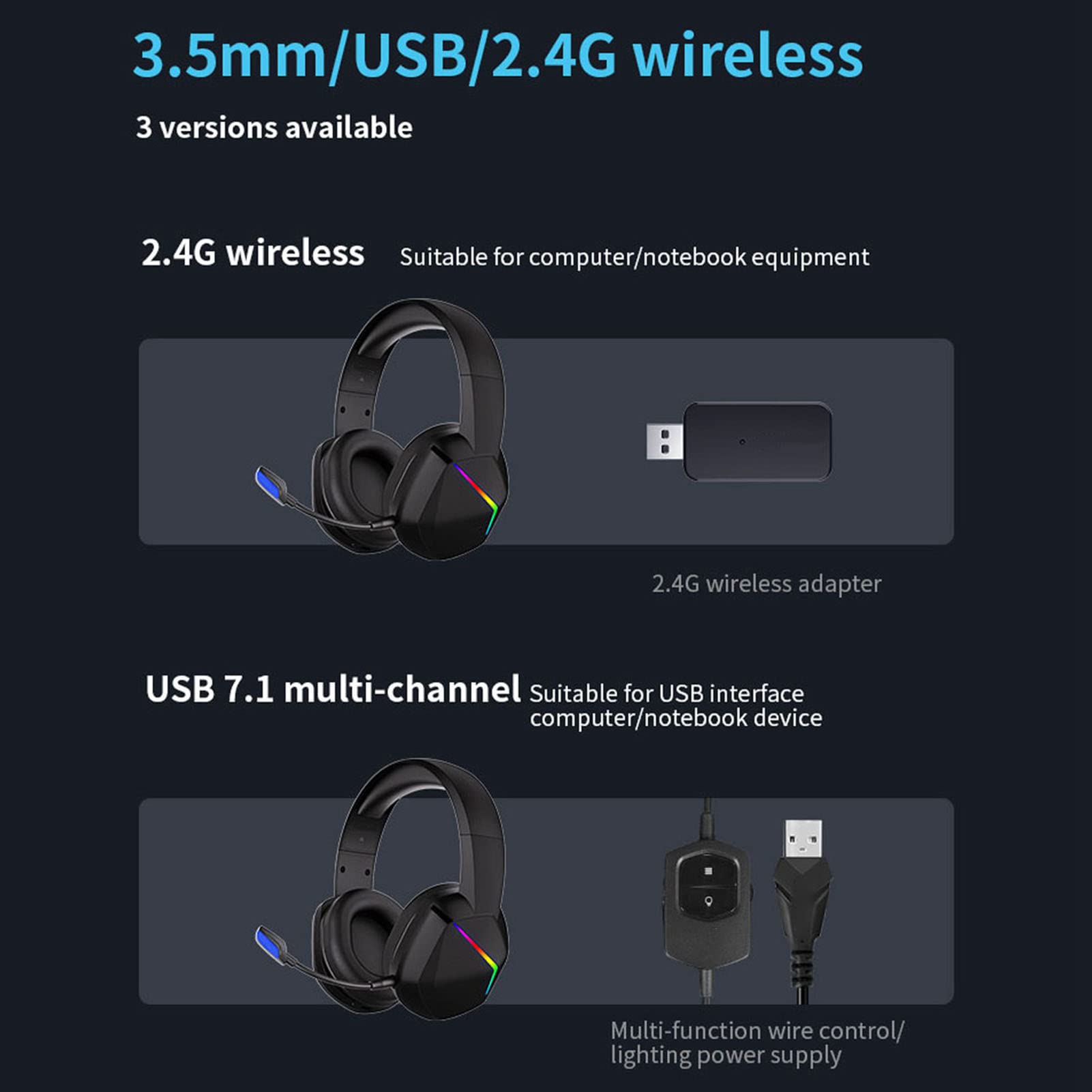 Cuffie da Gioco Cablate con Microfono Ad Alta sensibilità per PC Portatili Console di Gioco Esperienza Sonora Coinvolgente (Senza spina da 3,5 mm)