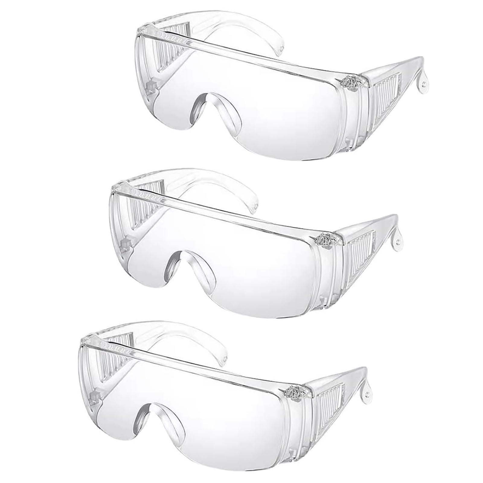 AWAVM 3 Pcs Anti-scratch Protective Glasses Eye Protective Safety Goggles Adult UV Protection Safety Goggles over Glasses for Construction Chemicals