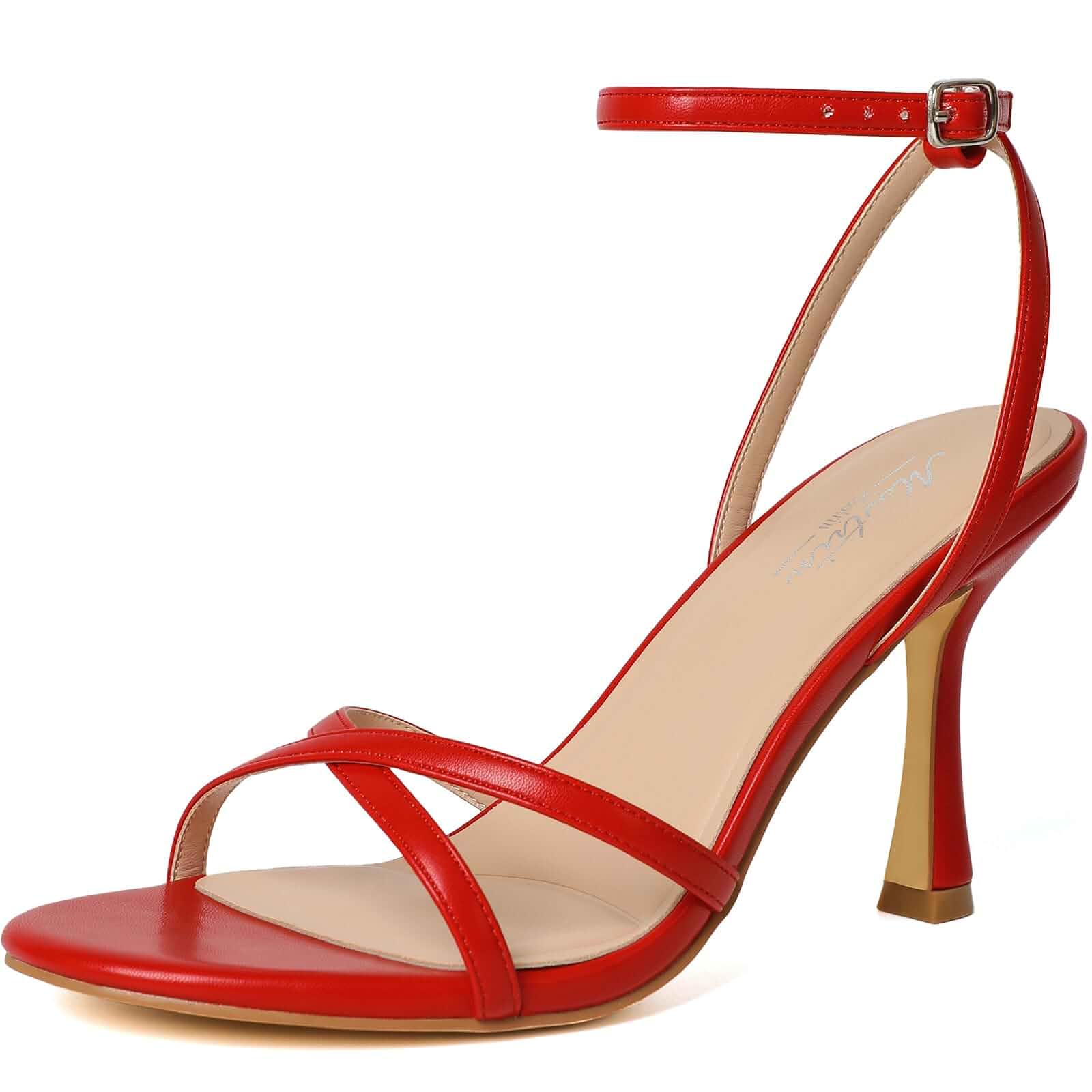 Mostrin Strappy Heels for Women Ankle Strap Heels Women's Heeled Sandals for Party Prom Wedding