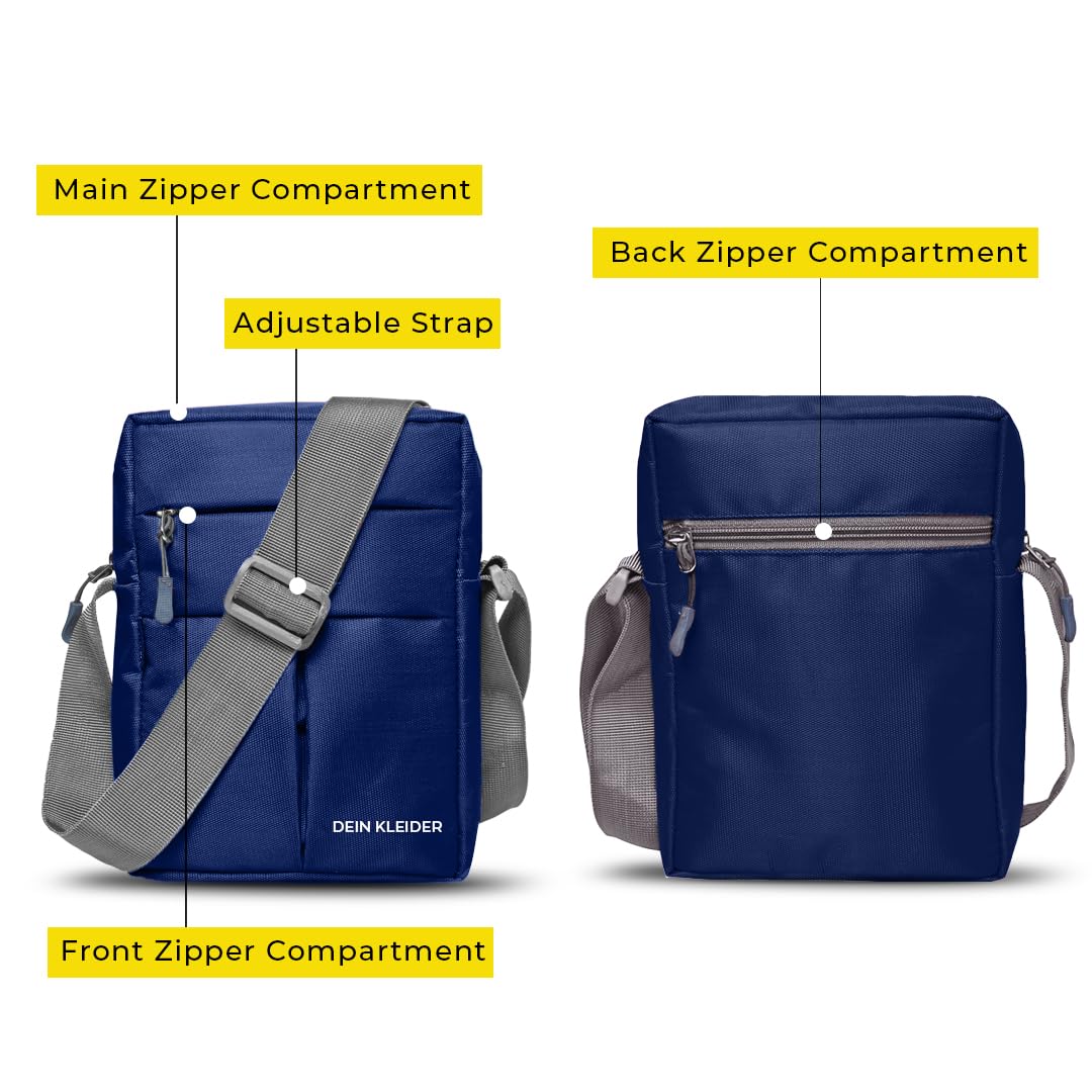 DEIN KLEIDER Nylon Sling Cross Body Travel Office Business Messenger one Side Shoulder Pouch Bag for Men and Women (Blue) 3