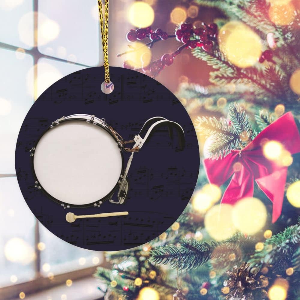 Commemorative Bass Drum Ceramic Ornament - Christmas Tree Keepsake Hanging Pendant - Souvenir Home Decor