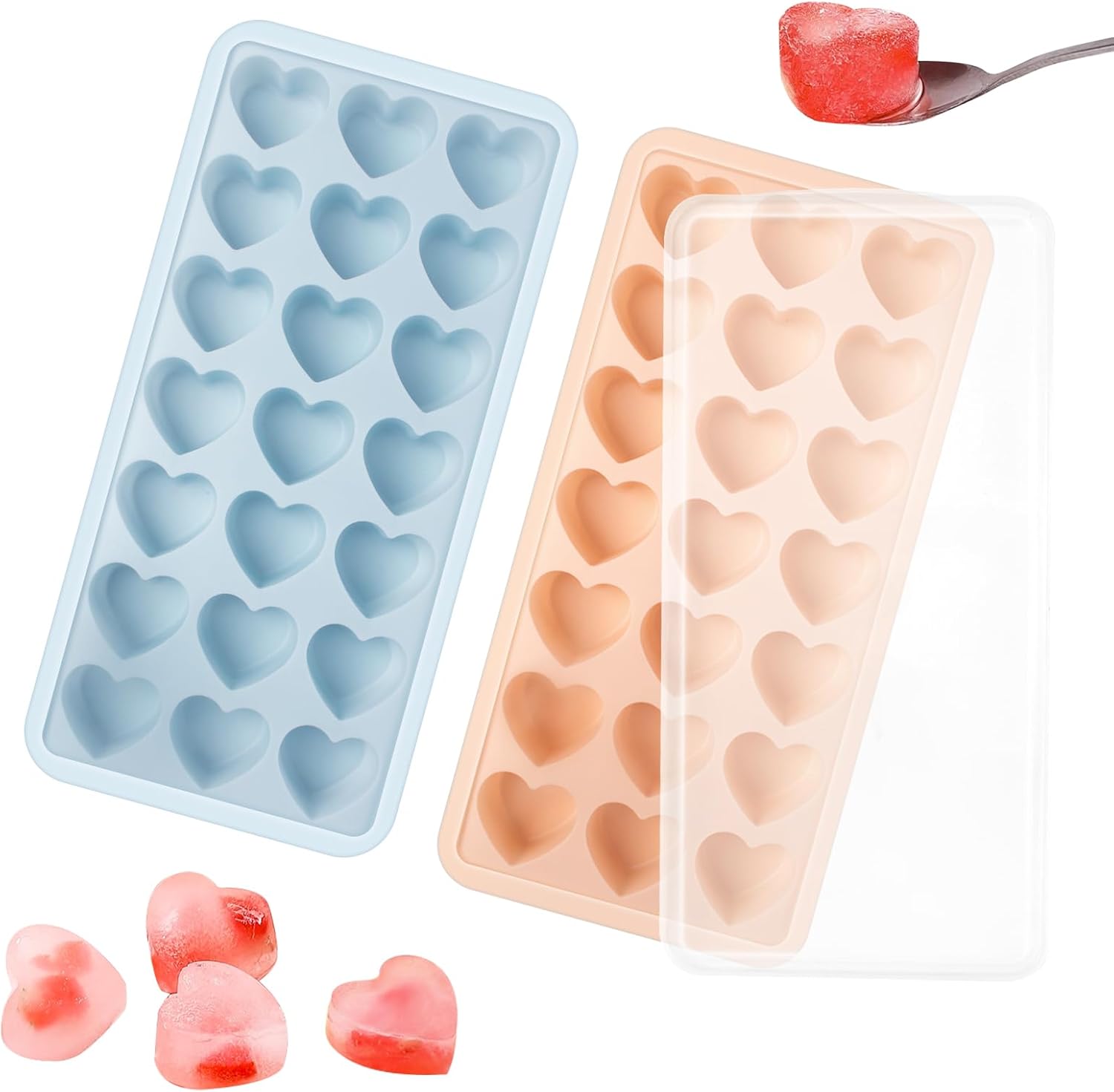 Heart Shape Ice Cube Tray, 21 Holes Silicone Ice Cube Mold