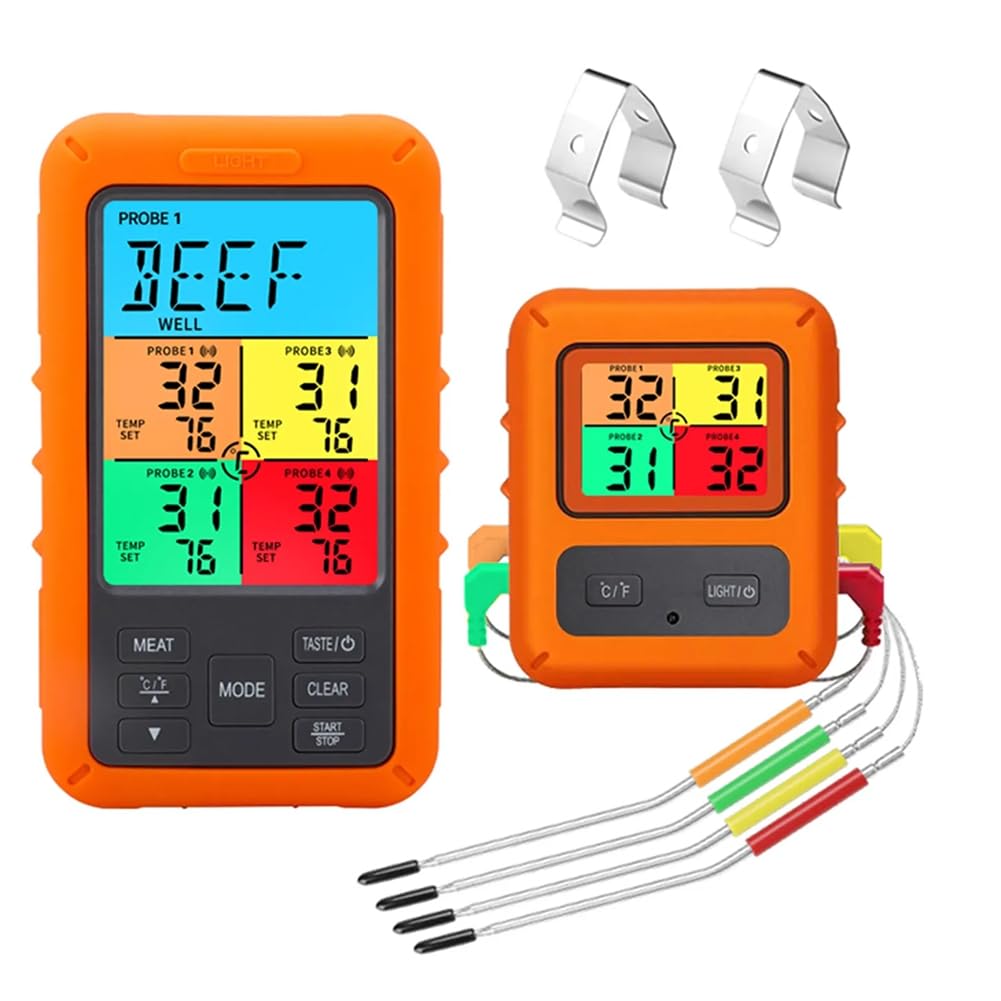 Thermomètre numérique à viande pour barbecue et four avec 4 sondes