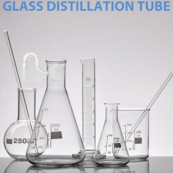 4-Piece 14mm Glass Bowl Pipe Set, Curved Tubes for DIY Projects, Aromatherapy, Water Pipe Assembly and Laboratory Use, Durable Heat-Resistant Glass