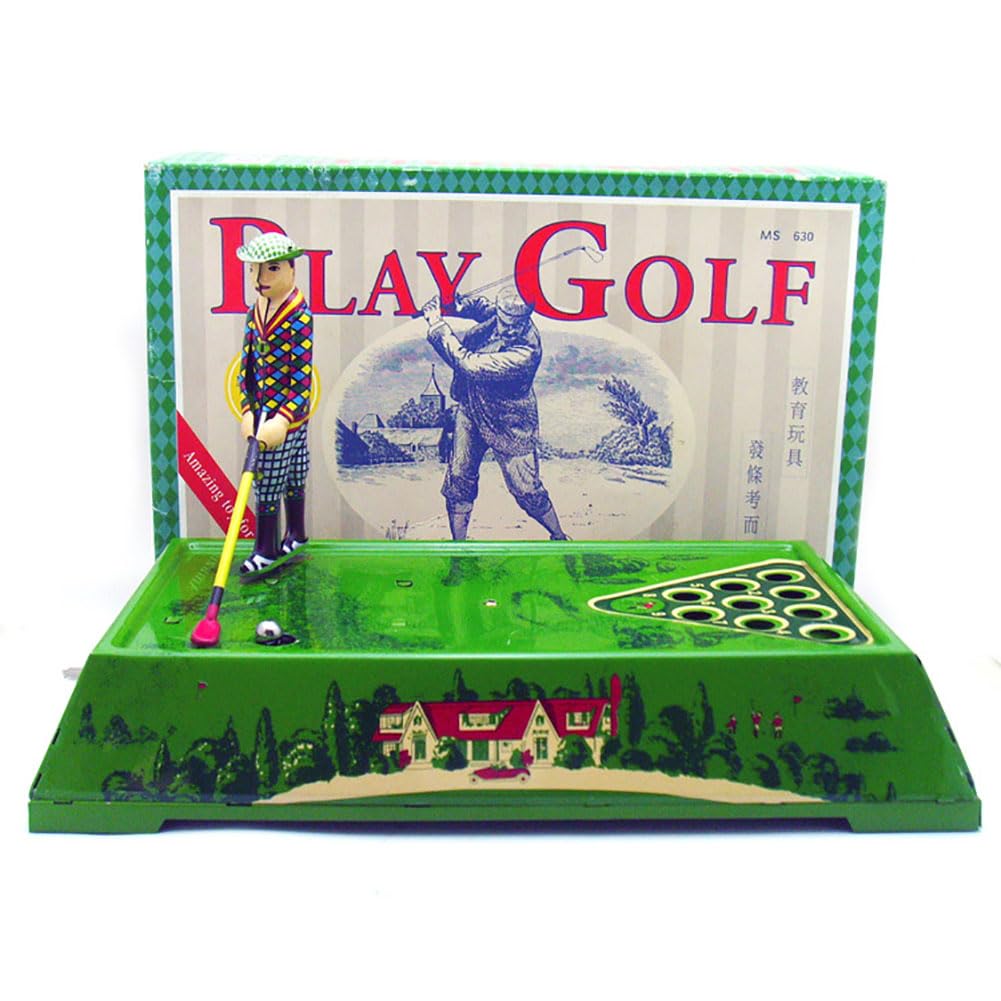 Giocattolo di Latta Che Gioca a Golf MS630 Giocattolo a Vento Creativo Vintage da Collezione Regalo per Bambini Ragazzi Ragazze Interazione Genitore-Figlio