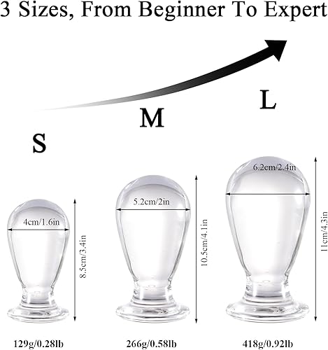 Miniatura 3 de Tapón anal de cristal, juegos de amor, masajeador personal, expansor de tapón anal de cristal, juguetes sexuales para mujeres, hombres y parejas (M)