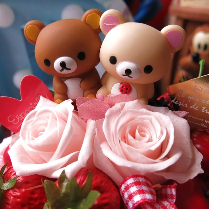 Amazon リラックマ入り 花束風 フラワーギフトコリラックマ プリザーブドフラワー入りギフト ケーキのプリザーブドフラワー ケース付き 誕生日プレゼント 記念日の贈り物におす プリザーブドフラワー オンライン通販