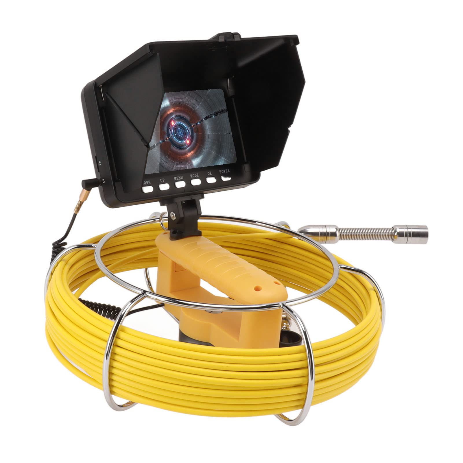 Fafeicy Waterproof Pipe Camera 5in LCD Screen Sewer Camera, 8GB Memory Card, and 110 Degree View Angle for Plumbing and Pipeline Inspection (15m)