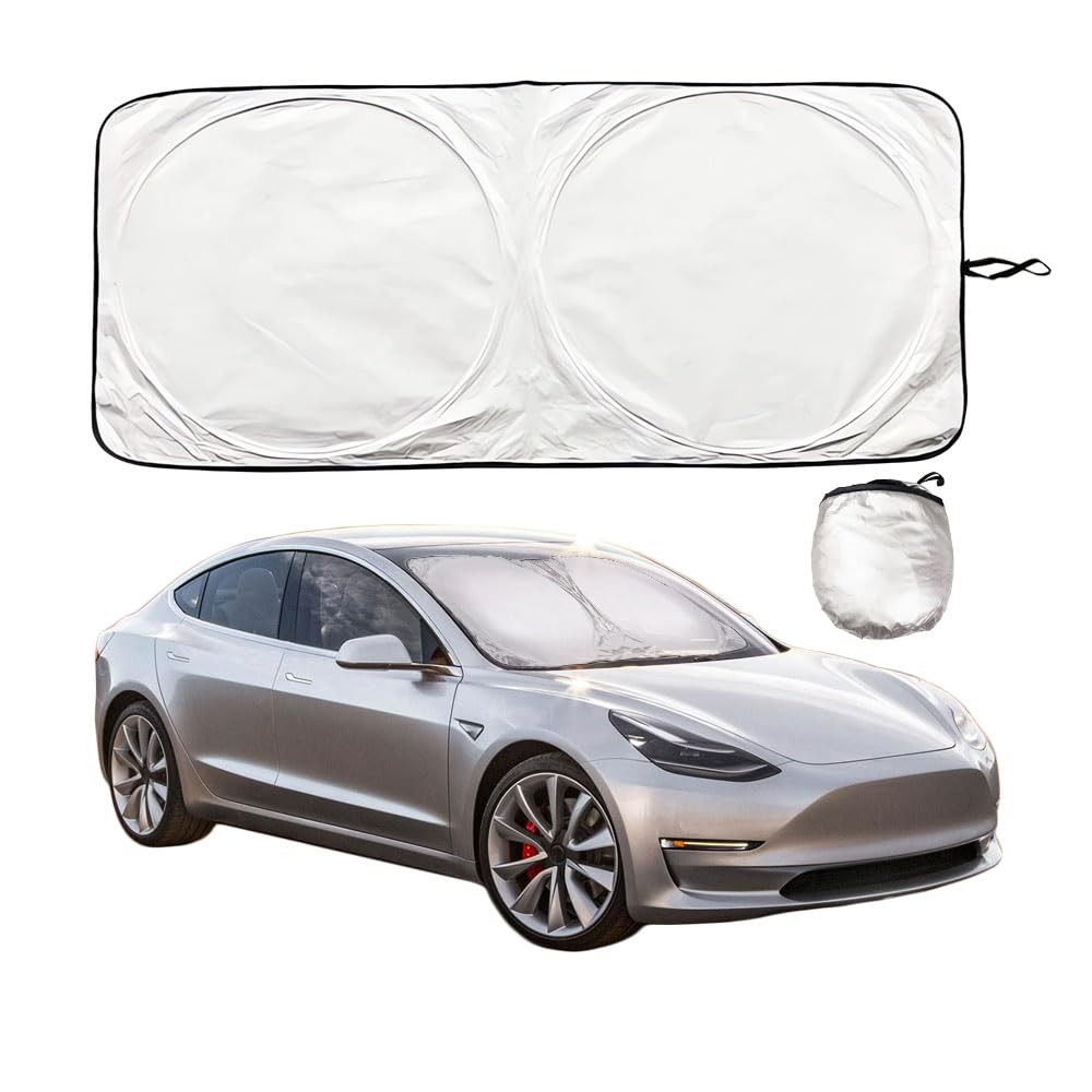 HyshinaFront Windshield Sun Shade for Cars, Sunshade with Storage Pouch, Block UV Rays, Foldable Design, Heat Blocker Visor Protector, Fits Most Car, SUV, Truck & Vehicle