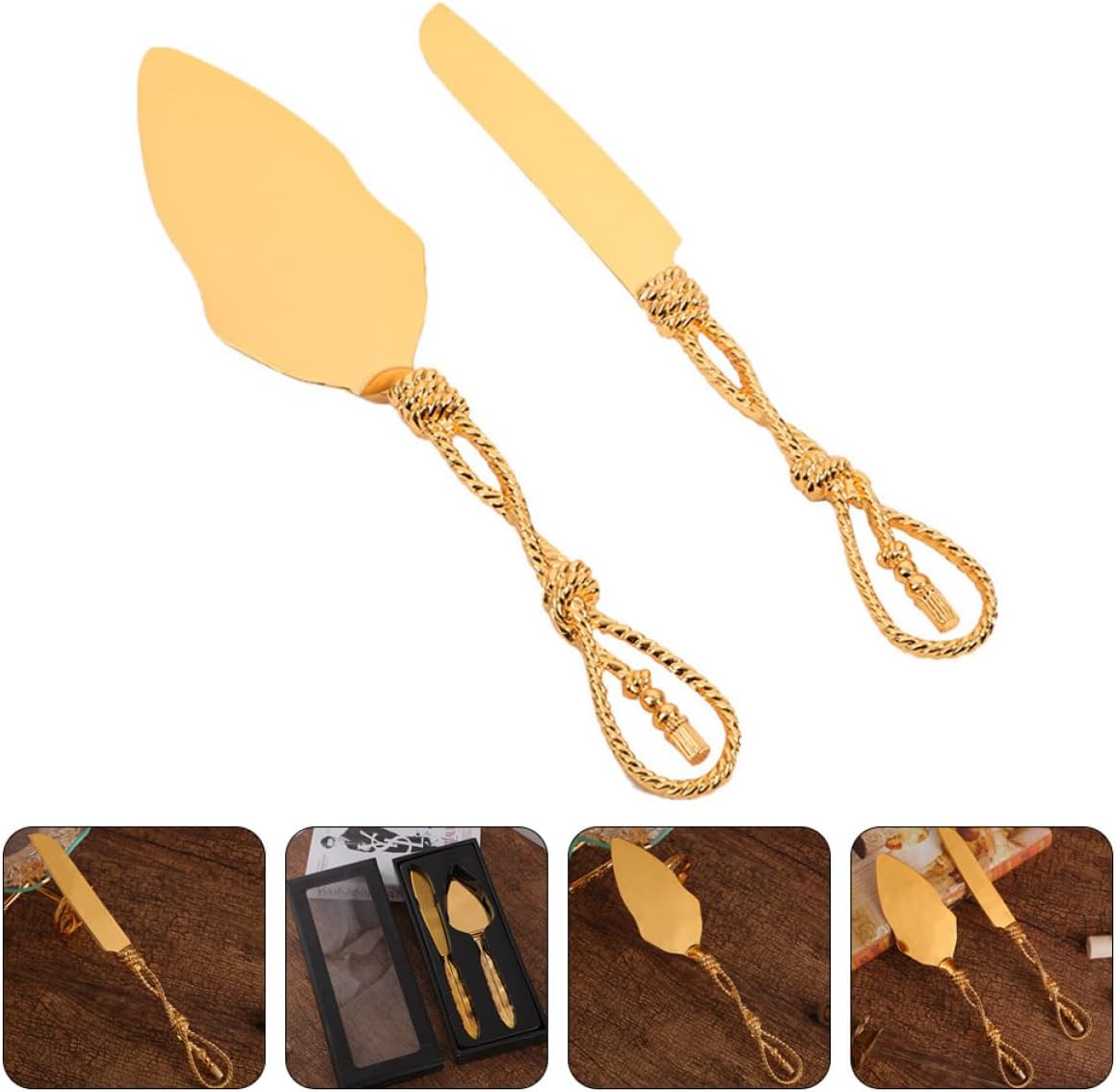 LIFKOME 1set Cake Knife and Spatula Set for Easy Cake Cutting Elegant Gold Design for Weddings Birthdays and Special Events for Slicing Pastries and Desserts
