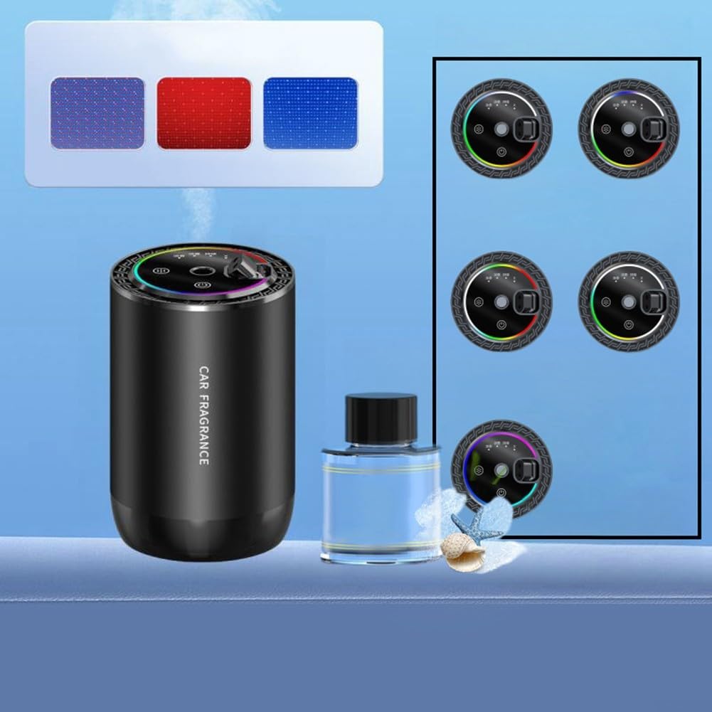 Diffuseur de désodorisant de voiture avec lumière, pour voiture intelligente pour diffuseur Aroma avec 50 ml de parfum, diffuseur d'huile pour voiture Aroma, humidificateur pour la maison et le bureau