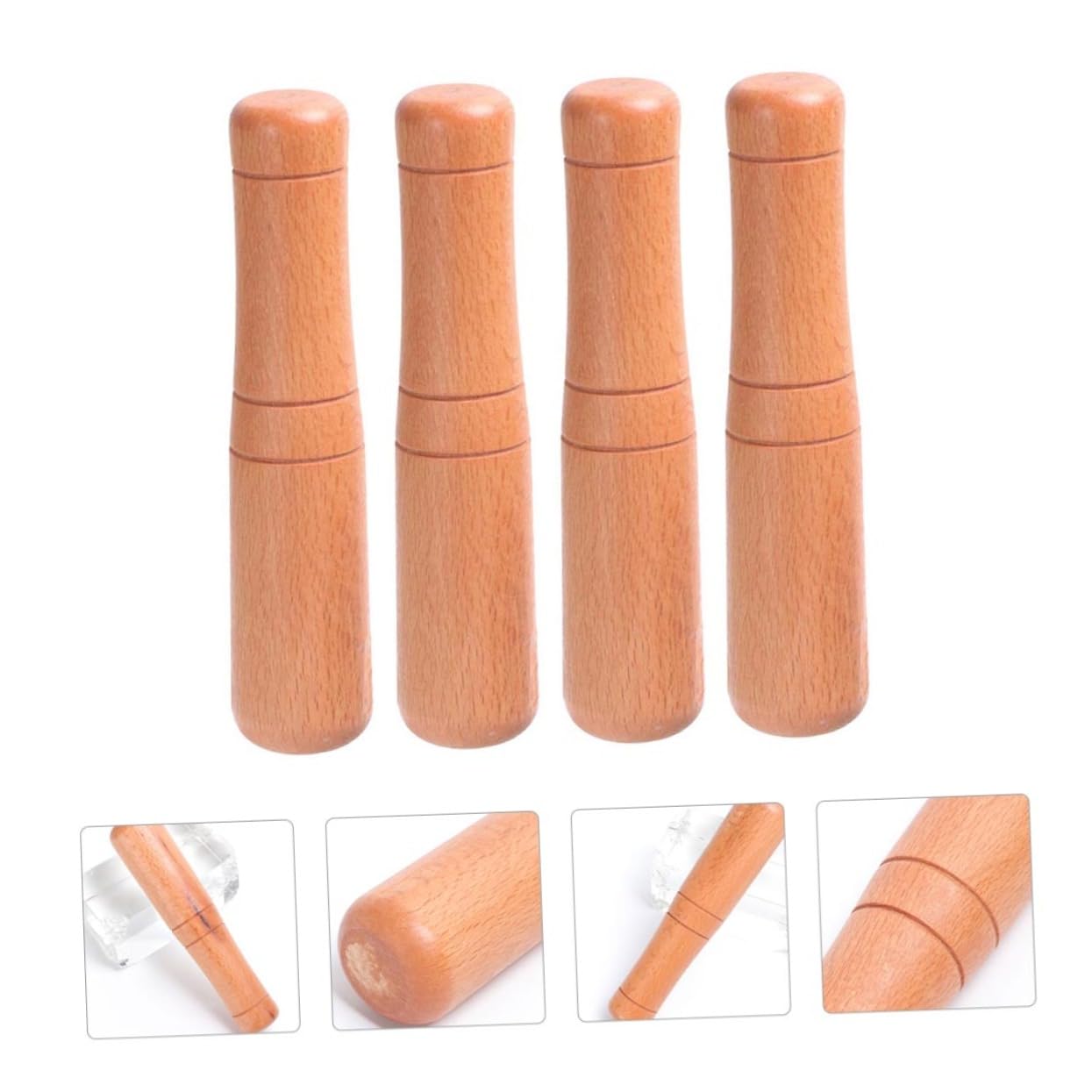 Garneck 4pcs Wooden Garlic Grinding Sticks Natural Masher for Mashing Garlic and Spices Elegant Texture and Smooth Surface for Kitchen Use