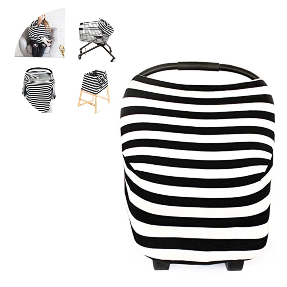 Breastfeeding Cover and Car Seat Cover Striped Cotton Nursing Scarf for Baby Shawl Breathable Shawl for Privacy and Comfort