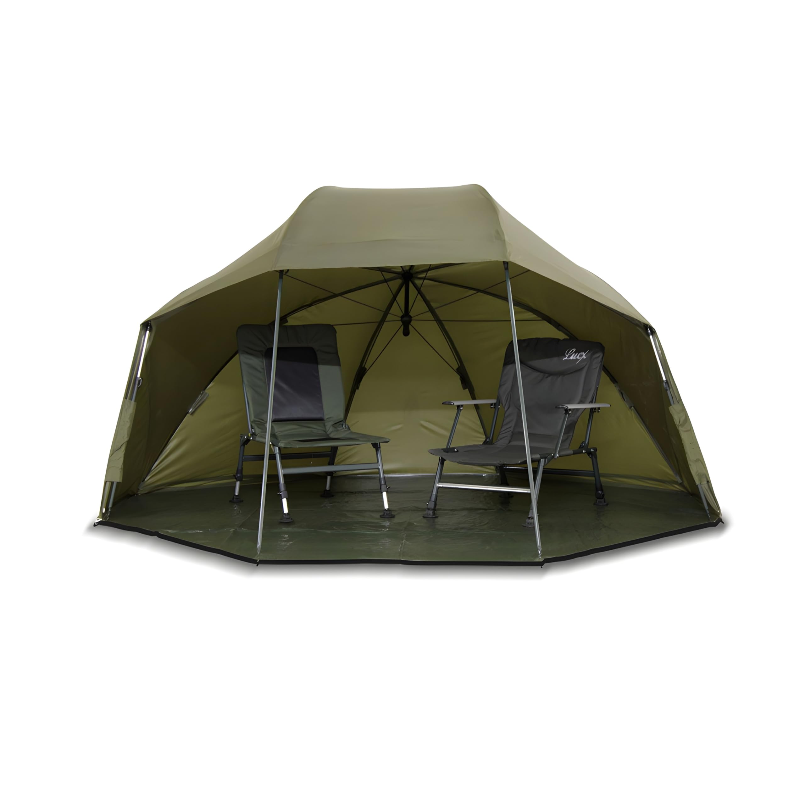 Lucx Wolf Brolly Schirmzelt für 1-2 Mann - wasserdichtes Angelzelt mit 10.000 mm Wassersäule, herausnehmbarer Bodenplane & Abnehmbarer Front - Karpfenzelt & Outdoor Shelter