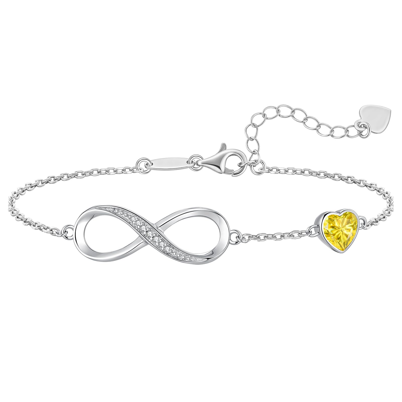 CDE 925 Sterling Silver Infinity Birthstone Bracelet Jewelry Gift for Women