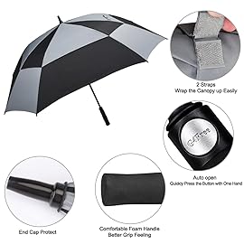 G4Free Extra Large Golf Umbrella 62 inch Square Vented Windproof Auto Open Double Canopy Oversized Stick Umbrella