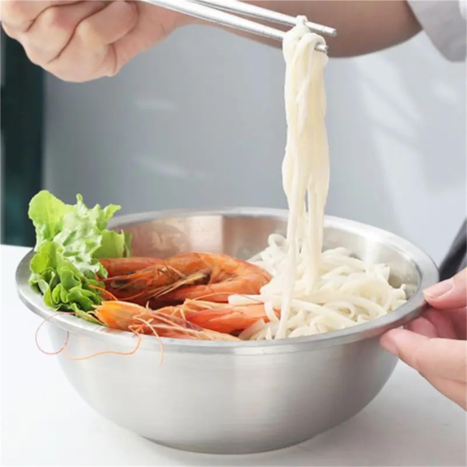 Cuenco de acero inoxidable Juego De Ensaladeras Acero Inoxidable 18-32 Cm For Cocina, Preparación Alimentos, Mezcla, Cocción Y Sopa Verduras(Bowl without Lid,28cm)