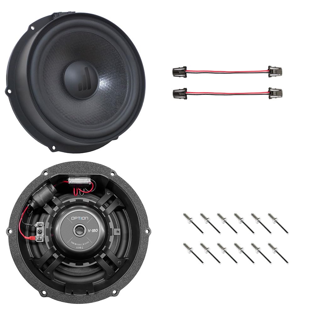 Option Kit de haut-parleurs compatibles avec VW Tiguan (2ème génération, année de construction 2016-2023) avec isolation et outils – 100 % Plug & Play Haut-parleur à compost de 18 cm