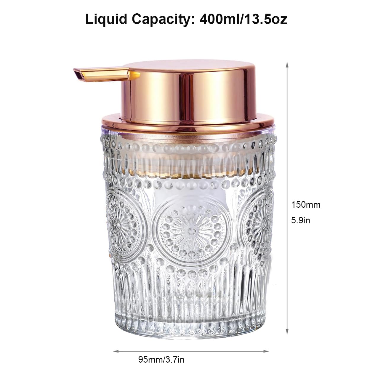 MIFULY Glass Soap Dispensers with Copper Rose Gold Pump Head - Image 2
