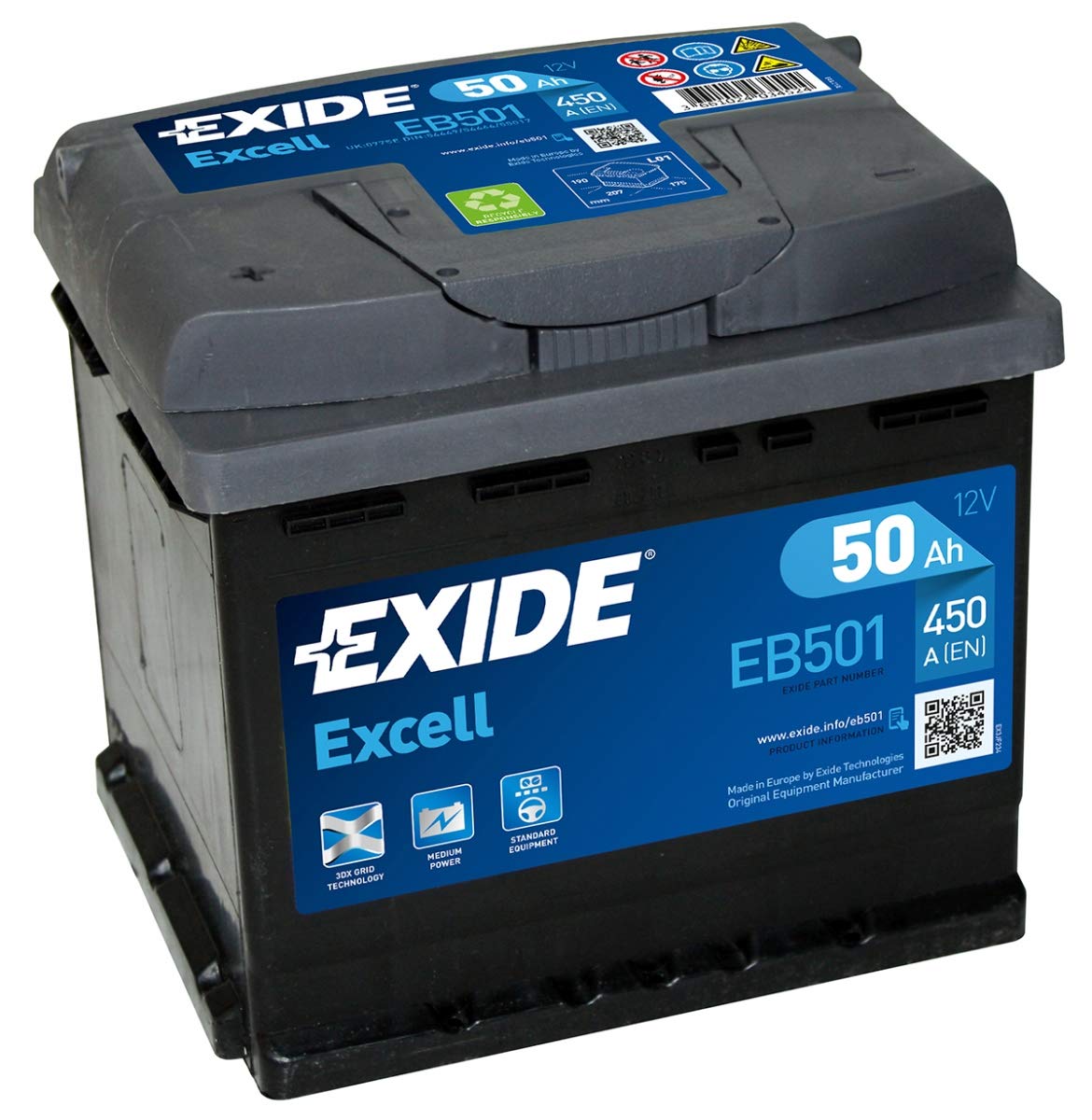 Exide Eb501 Starter Battery 50 Ah