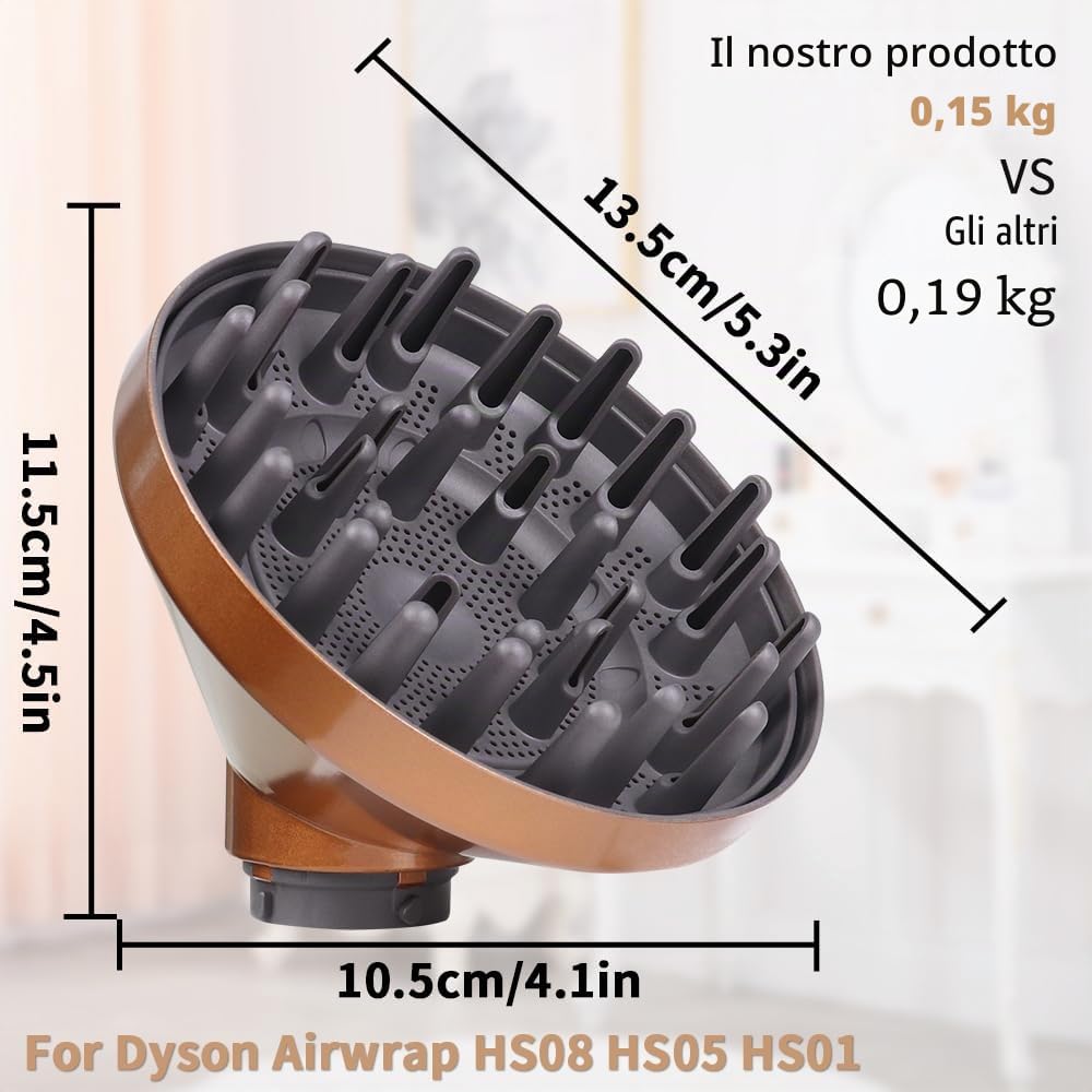 Laymi Diffusore per Dyson, diffusore a denti lunghi, per diffusore Dyson Airwrap, accessorio per asciugacapelli, ricci per capelli ondulati e ricci, conversione curling styler