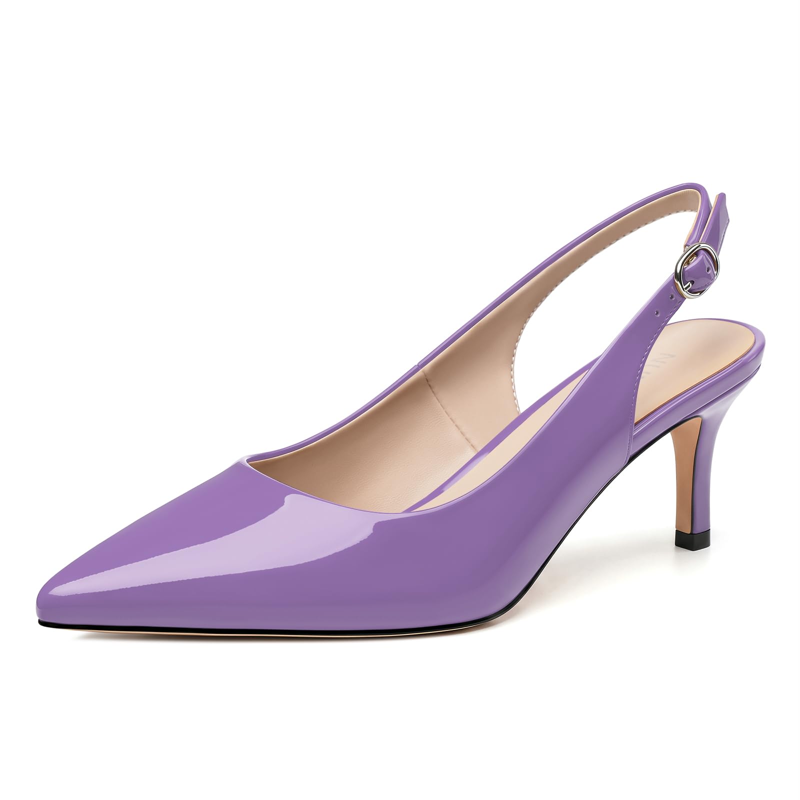 NUMALEO Kitten Heels for Women Pointed Toe Slingback Pumps | 2.5 Inch Close Toe Comfortable Pumps Wedding Party Casual Work Dress Shoes