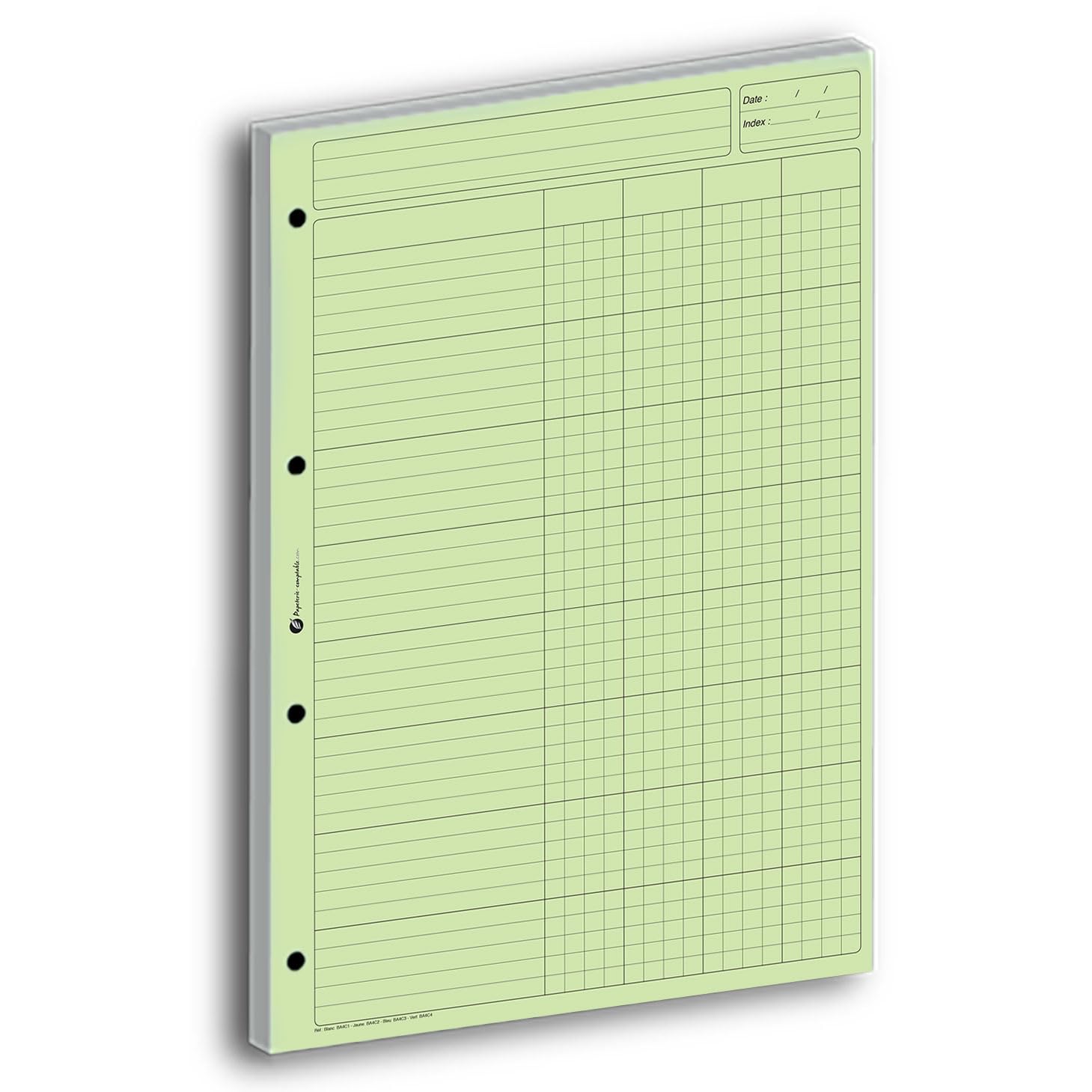 Bloc comptable lot de 5 - vert - 4 colonnes - 80 pages