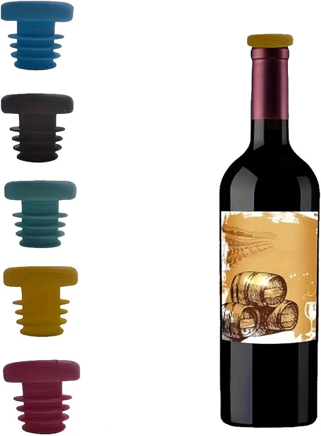 Silicone Wine Stoppers, 40pcs Rubber Wine Bottle Seal Stopper Oil New Threaded Shape Silicone Multiple Colors For Keeping Champagne Fresh