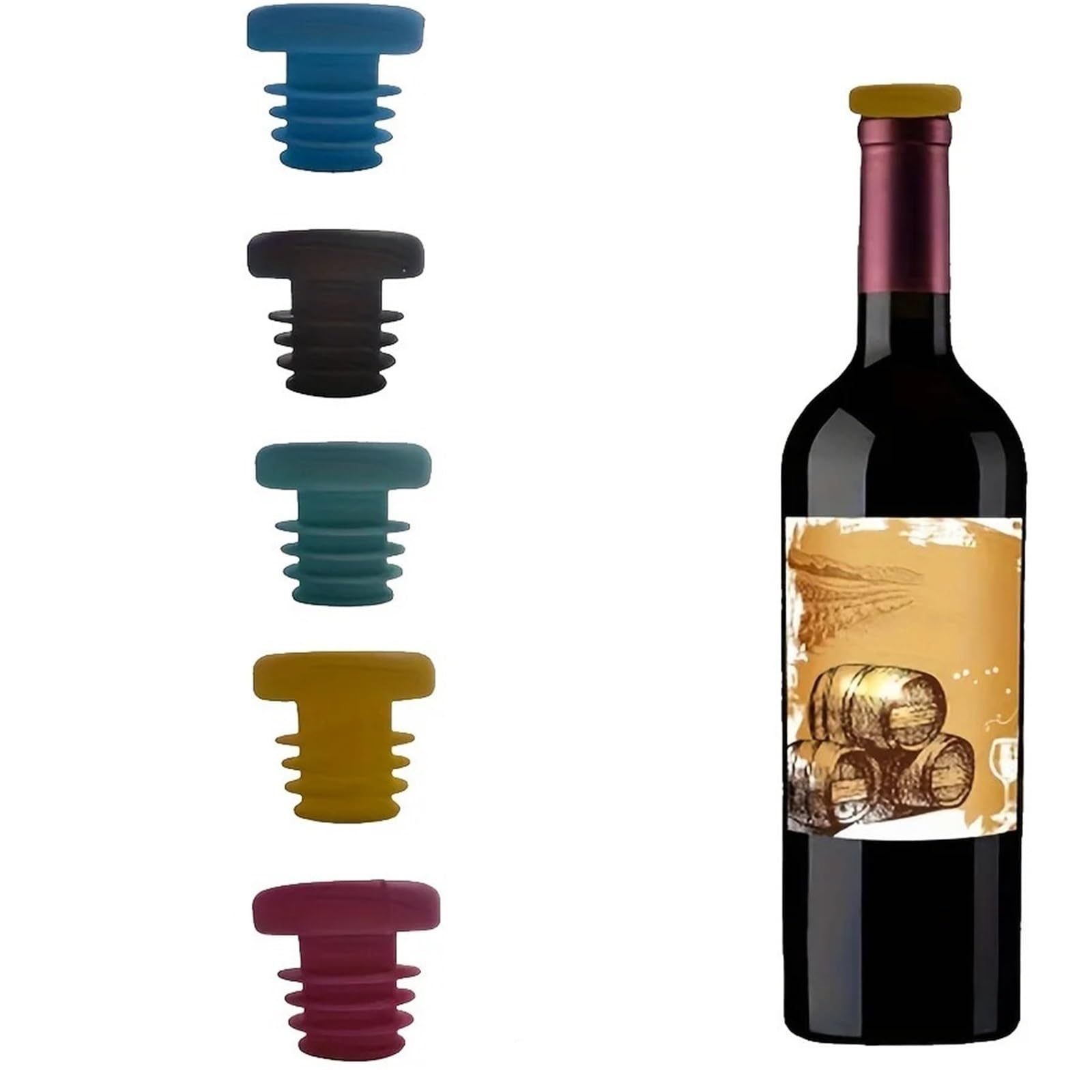 Bouchons à vin 40 pièces en caoutchouc bouteille de joint bouchon huile nouvelle forme filetée Silicone plusieurs couleurs for garder le Champagne frais