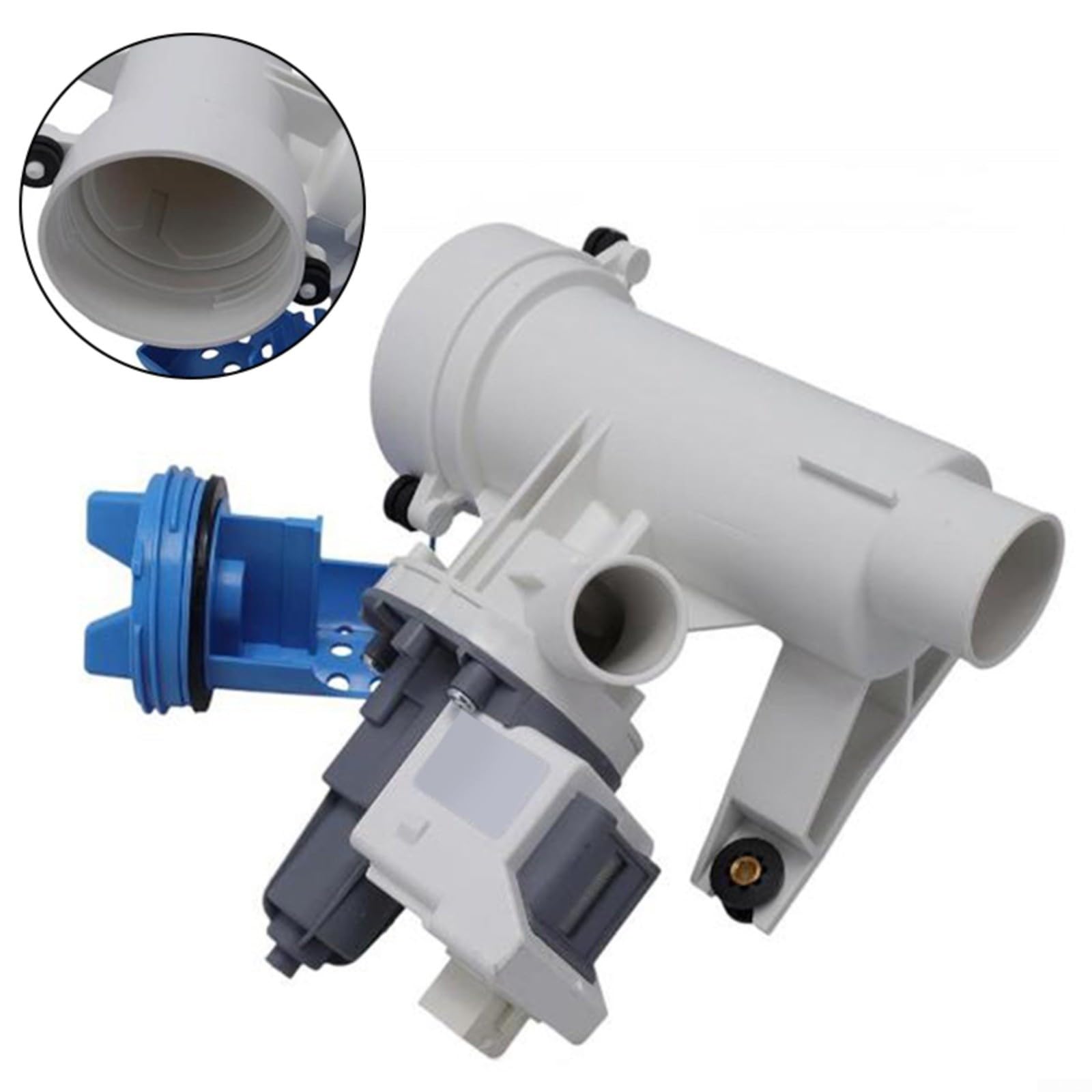 Conjunto de drenaje y filtro de lavadora, con pieza de repuesto WH11X29539 120V-60Hz ABS gris azul para una eliminación eficiente de agua para
