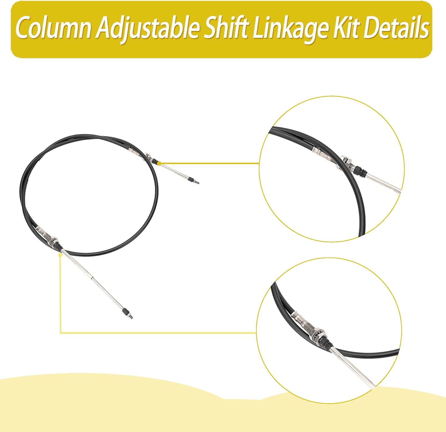 ACA-1804 Adjustable Shift Linkage Kit for GM Transmissions | 2" Aftermarket Column Fit | 6ft Stainless Steel Cable & Aluminum Mount | Replaces LB01-ACA-1804, THM200/350/400/4L60/4L80-E