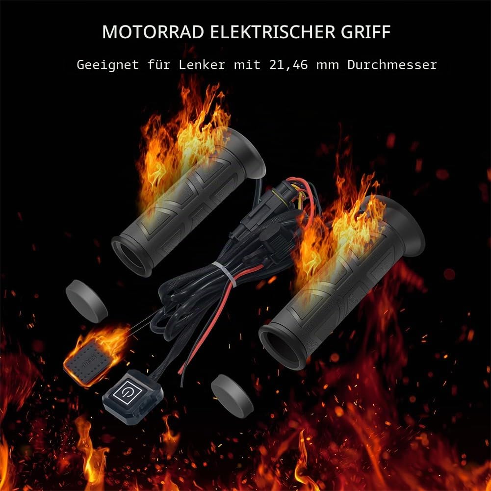 Heizgriffe Motorrad, 12V Fahrradgriffheizung Smart 3 Gang Temperaturregelung ATV Scooter Heizgriffe Universal für 22mm Lenker