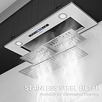 Vista 8 de Hermitlux Campana extractora integrada/insertada de 30 pulgadas, campana extractora de acero inoxidable de 600 CFM con detección de gestos de 3